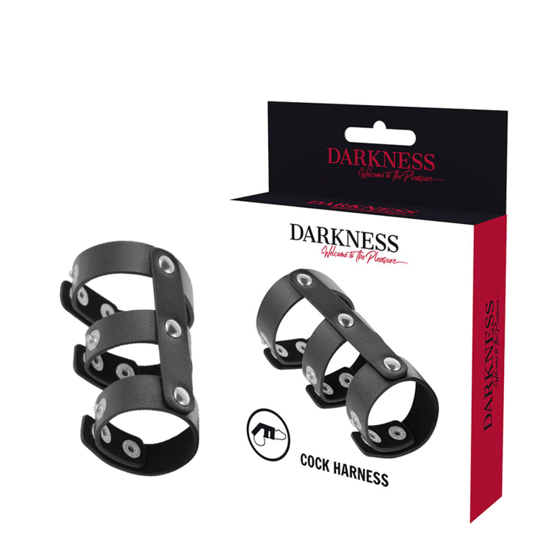 Anello doppio regolabile per pene DARKNESS in similpelle