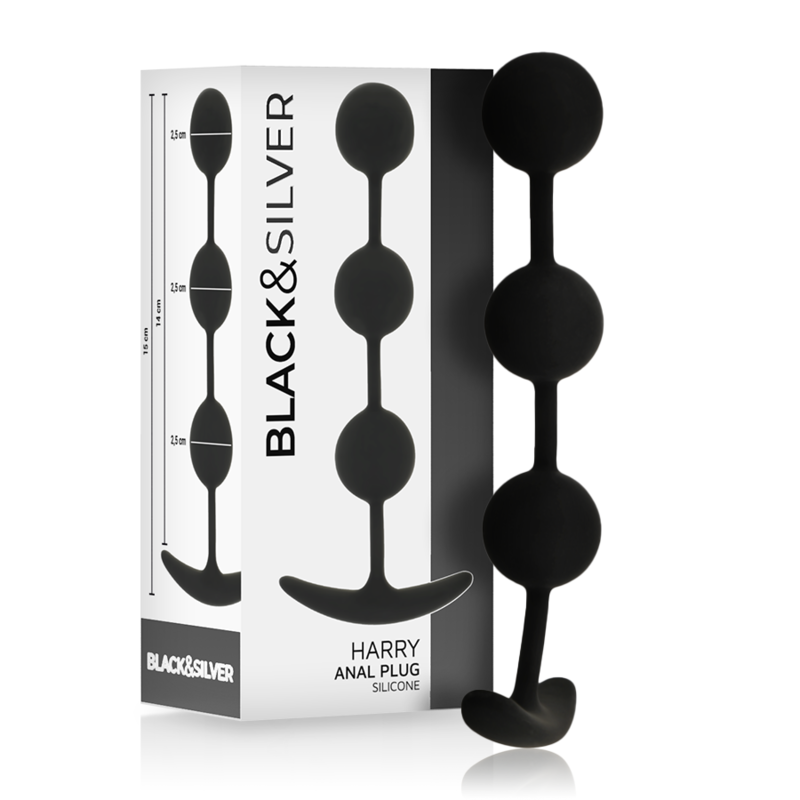 Catena anale con 3 perle in silicone per un allenamento anale delicato BLACKSILVER