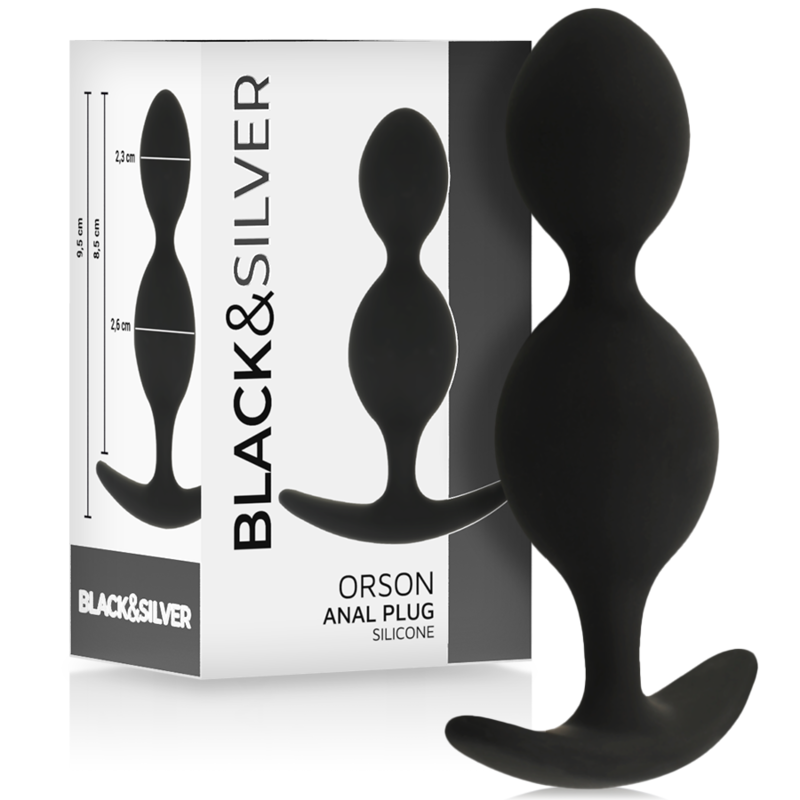 Plug anale in silicone con 2 onde per una dilatazione delicata, 9 cm BLACKSILVER