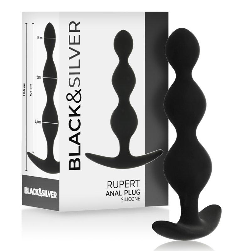 Catena anale in silicone con 5 sfere per un allenamento anale delicato BLACKSILVER