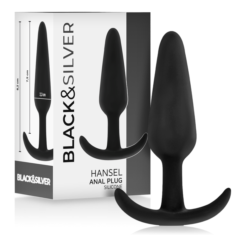 Plug anale in silicone con impugnatura, per un inserimento graduale e l’allenamento BLACKSILVER