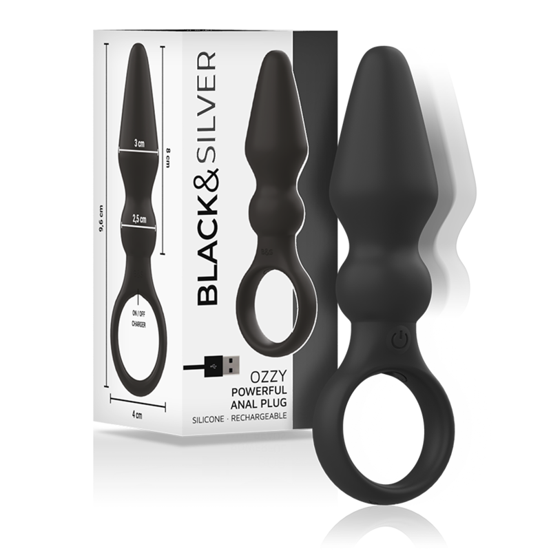 Plug anale vibrante in morbido silicone a doppia struttura per un piacere intenso BLACKSILVER