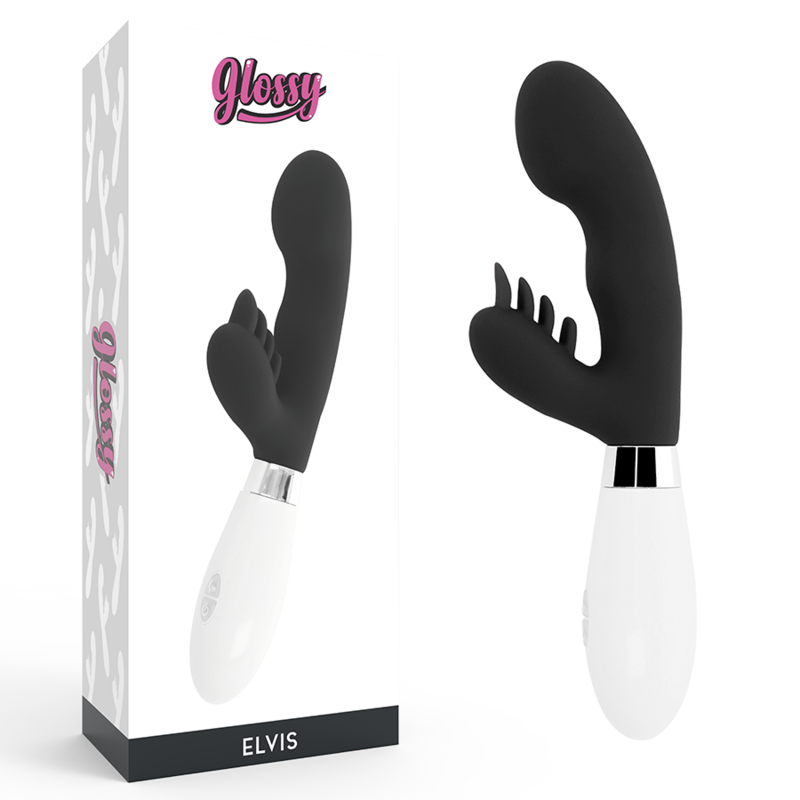 GLOSSY Elvis vibratore rabbit, nero