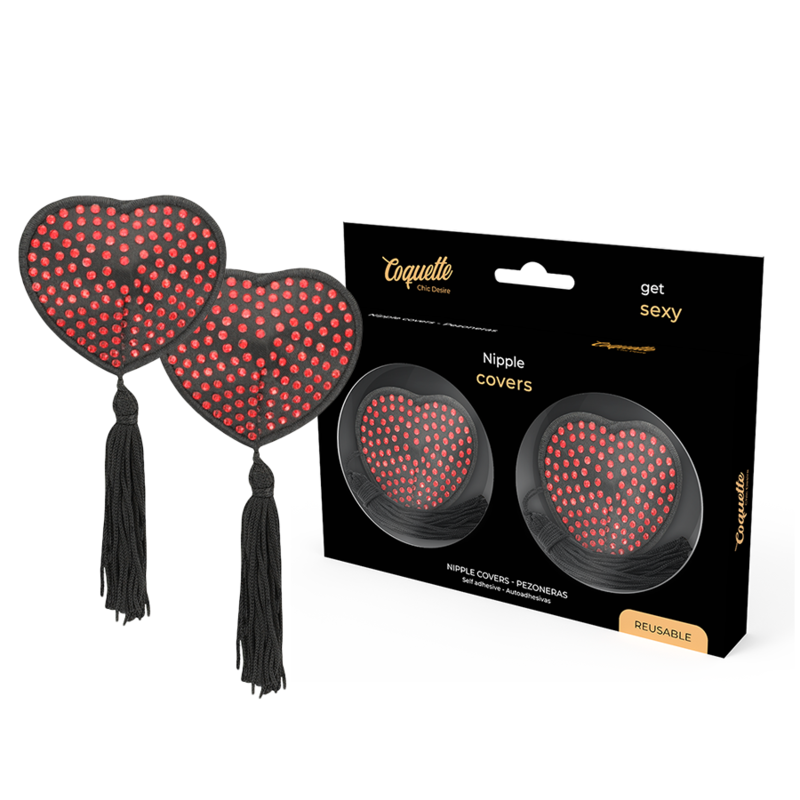 Copricapezzoli a forma di cuore Coquette Chic Desire neri e rossi