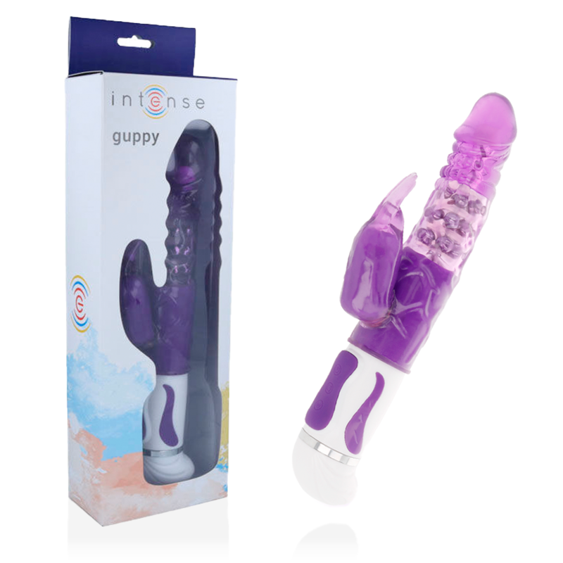 Vibratore rabbit INTENSE Guppy con rotazione, color lilla