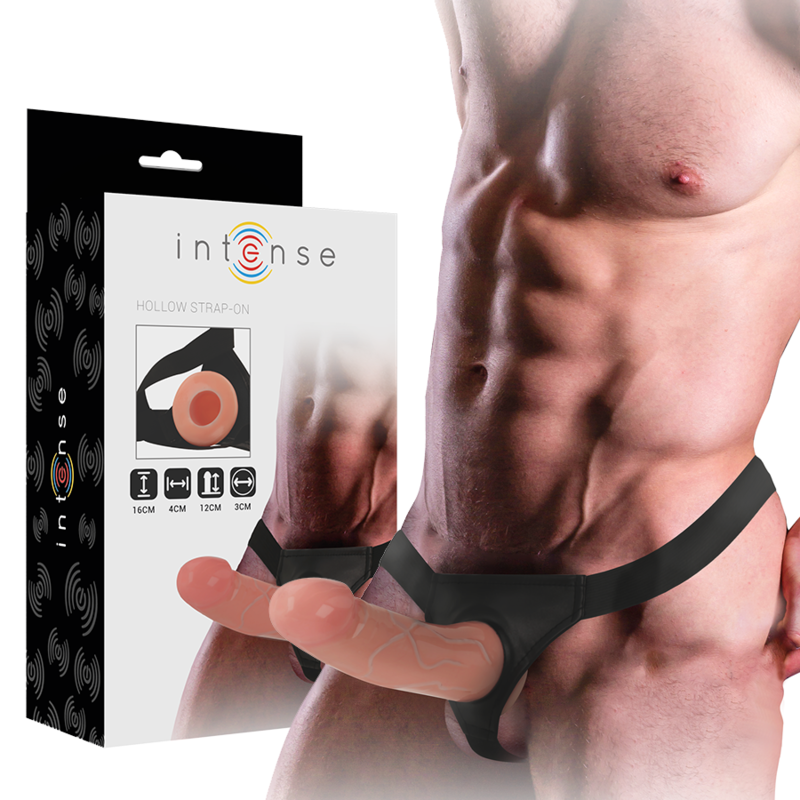 INTENSE FOR HIM Set strap on con dildo cavo, 16 cm