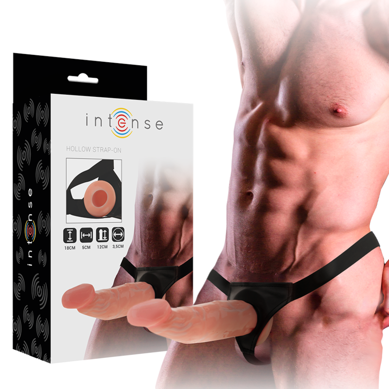 Set strap on INTENSE FOR HIM con pene cavo, 18 cm