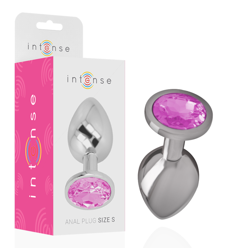 Plug anale INTENSE in metallo con dettaglio gioiello rosa, taglia S
