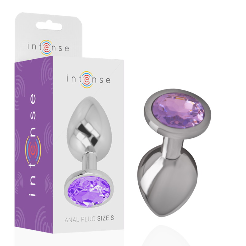 Plug anale in metallo INTENSE con cristallo viola, taglia L