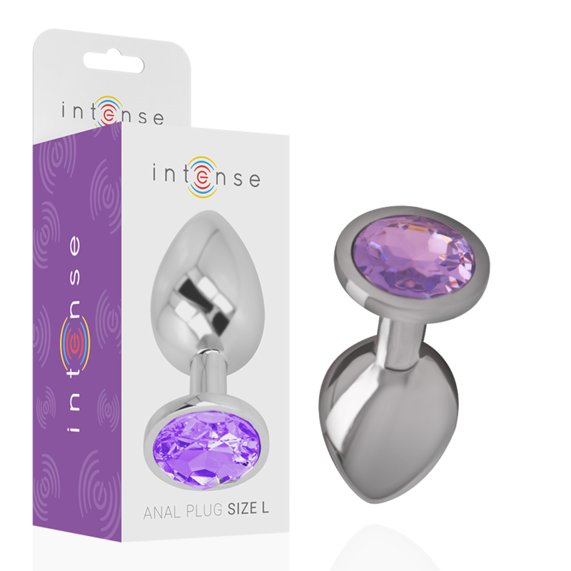 Plug anale INTENSE in metallo con pietra decorativa, taglia S