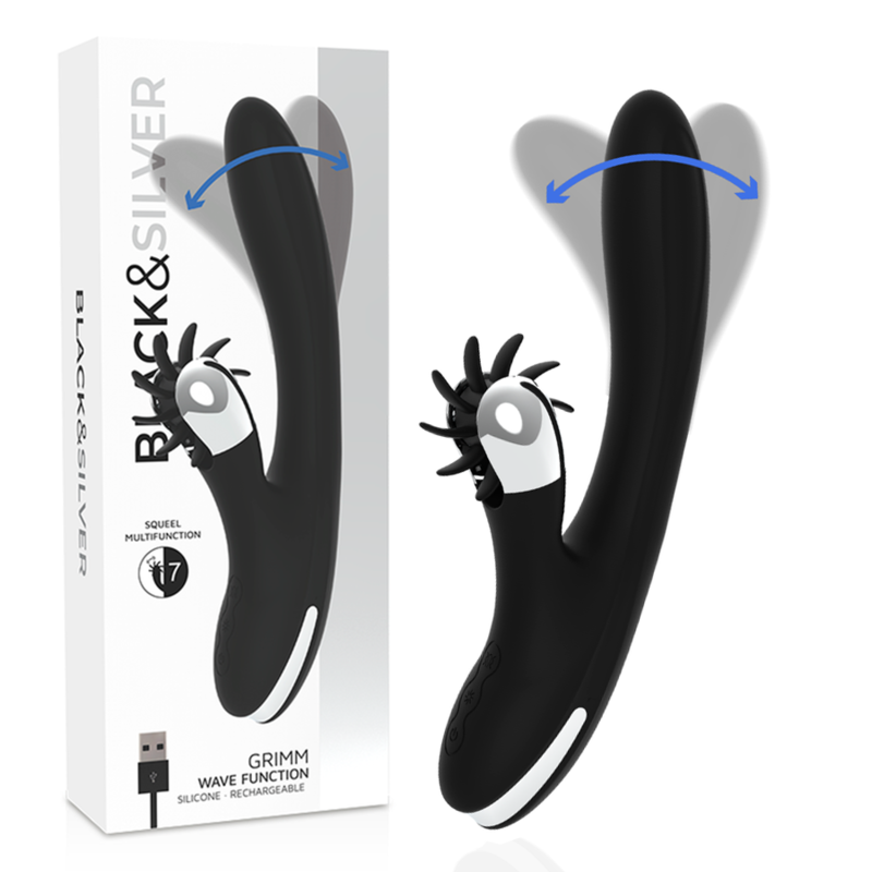 Vibratore rabbit per il punto G con funzione Wave e silicone super morbido BLACKSILVER