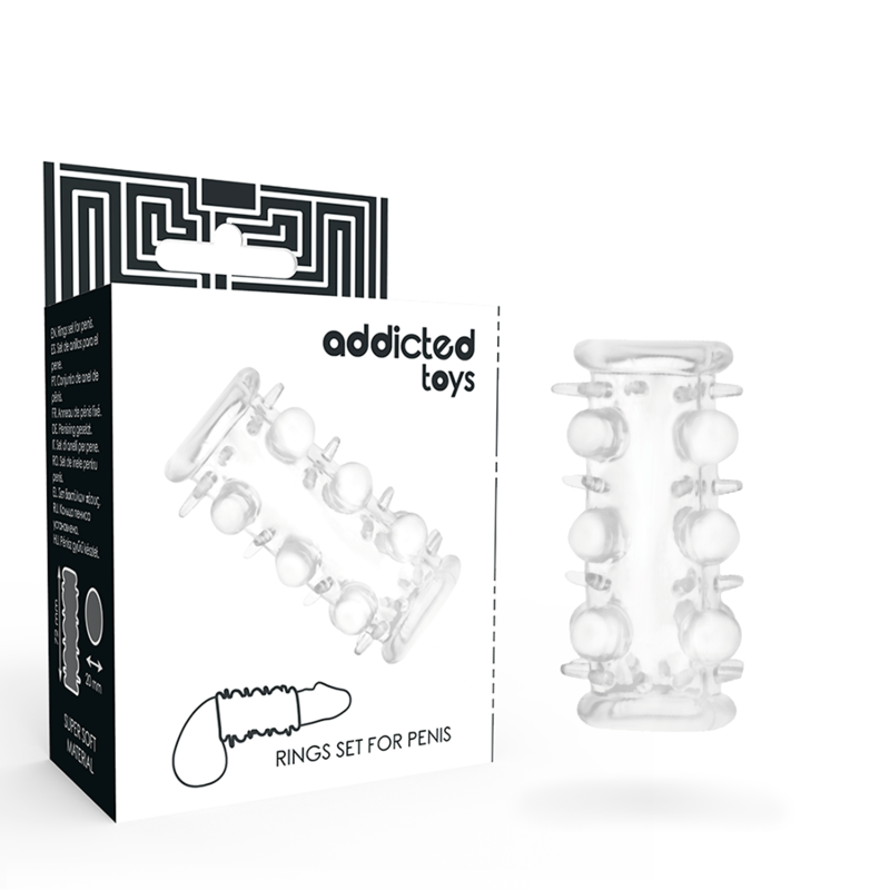 Guaina per pene trasparente ADDICTED TOYS con anello testurizzato