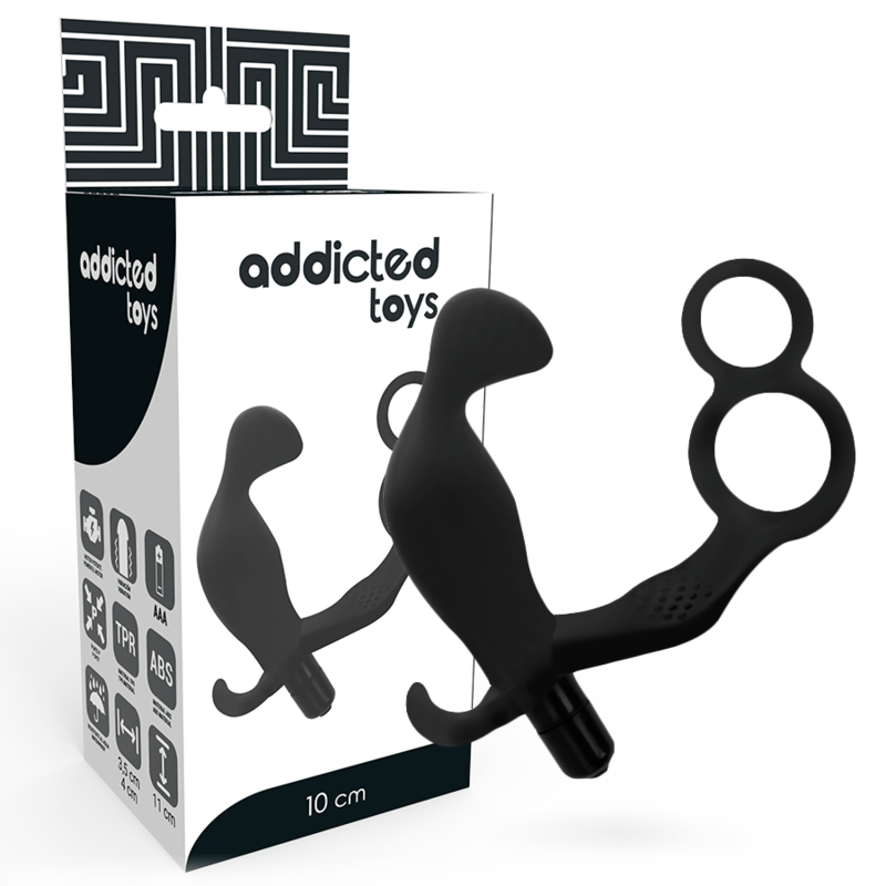 ADDICTED TOYS Plug anale con doppio anello e vibratore