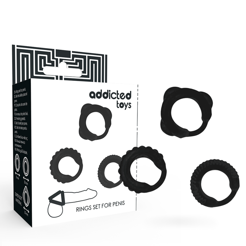 Set di anelli fallici ADDICTED TOYS senza vibrazione, 3 misure
