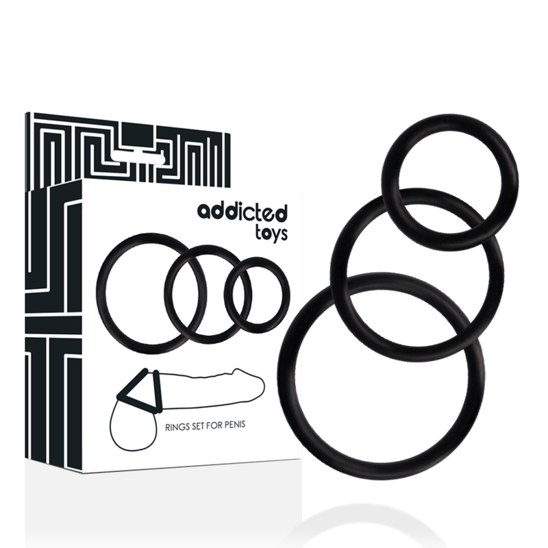 ADDICTED TOYS Set di anelli per pene senza vibrazione, 3 misure