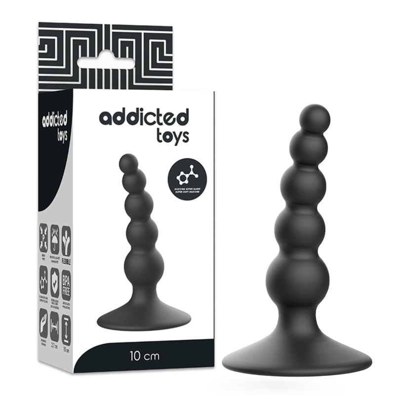 ADDICTED TOYS plug anale in silicone, 10 cm, nero