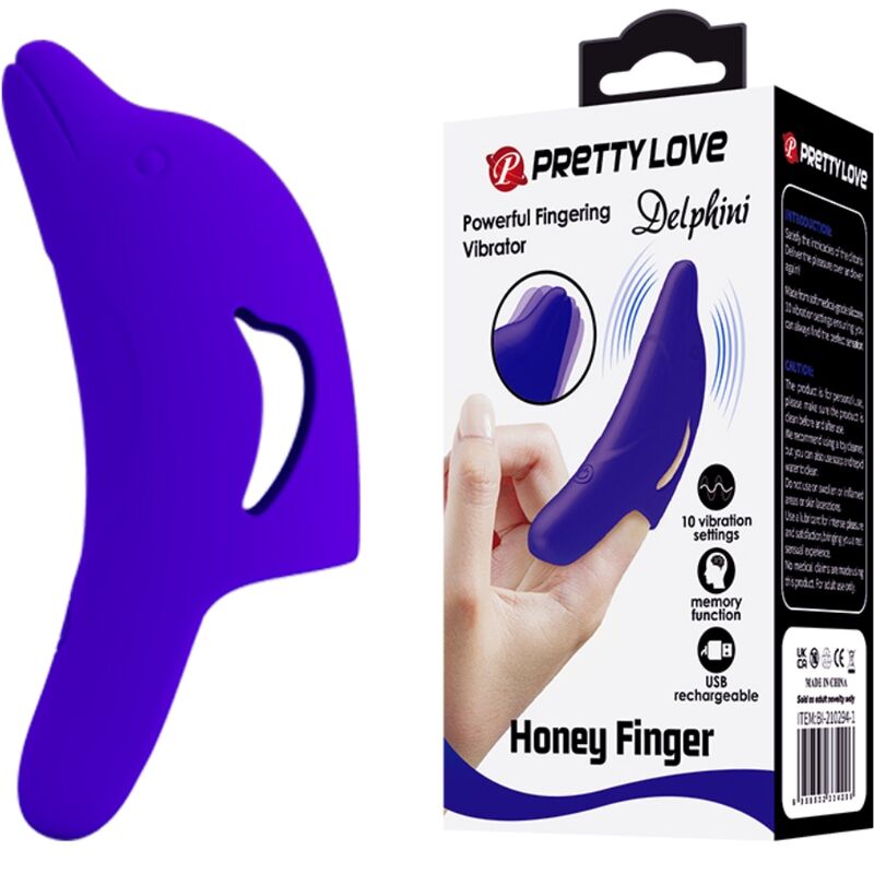Vibratore da dito Pretty Love Delphini, blu