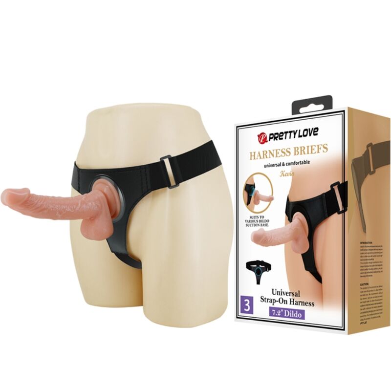 Set strap on Pretty Love Kevin con dildo, 19 cm