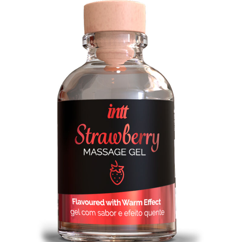 Gel da massaggio INTT alla fragola con effetto leggermente riscaldante, 30 ml