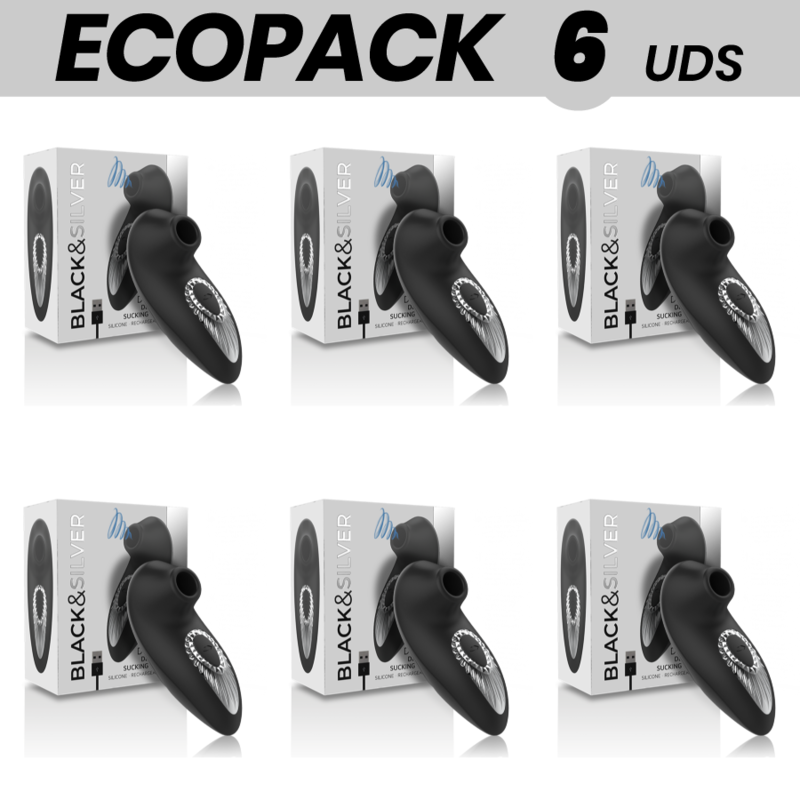 Ecopack 6 Unità Blacksilver Drake Deluxe Vibe Succhiante In Silicone Ricaricabile Nero