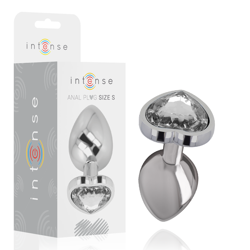 Plug anale INTENSE in metallo con cuore bianco, taglia S