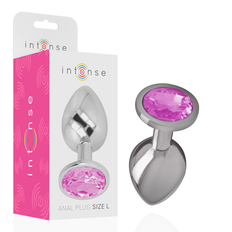Plug anale INTENSE in metallo con cristallo rosa, taglia L