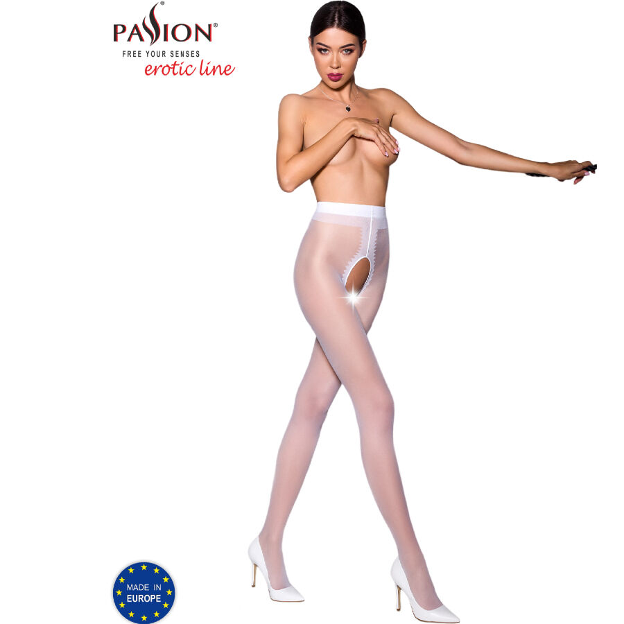 Collant con apertura intima 20 DEN per un comfort sensuale, bianco PASSION