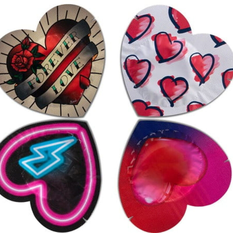 Preservativi PASANTE a cuore, rossi, 144 pezzi