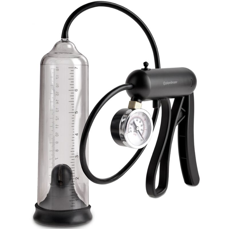 Pompa per il pene PUMP WORX Pro Gauge con manometro, trasparente