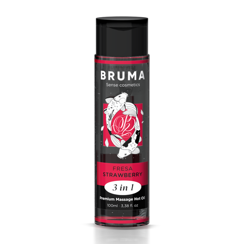 Olio da massaggio premium BRUMA con effetto riscaldante, fragola, 100 ml