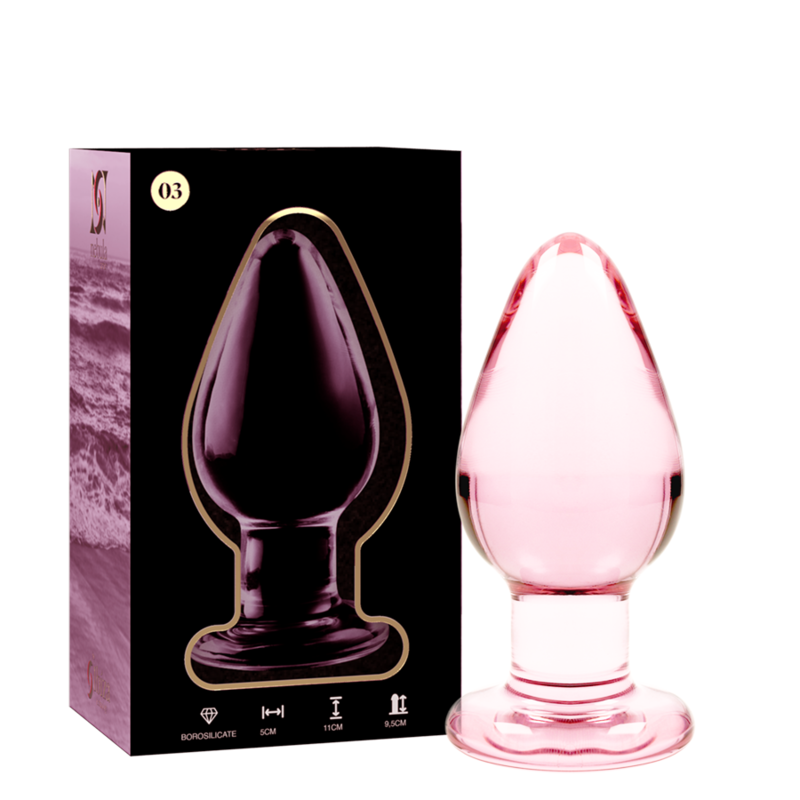 Plug anale in vetro borosilicato rosa, 11 cm