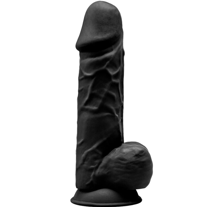 Dildo realistico nero da 21,5 cm in silicone Silexpan con ventosa SILEXD
