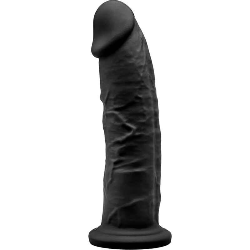 Dildo realistico da 19 cm in silicone Silexpan con ventosa nero SILEXD