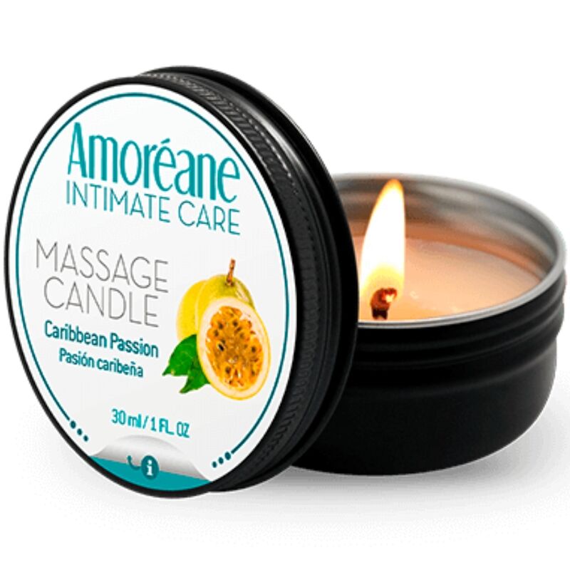 Candela da massaggio Caribbean Passion con olio caldo e profumo per massaggi sensuali AMOREANE
