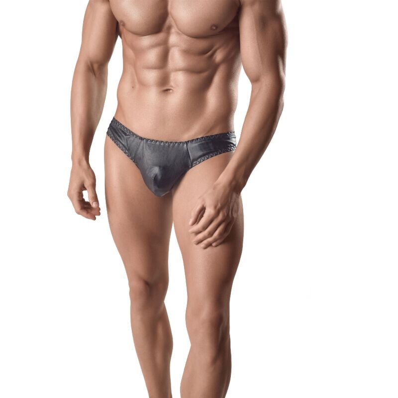 Perizoma uomo effetto pelle, vestibilità comoda, nero elasticizzato, S ANAIS