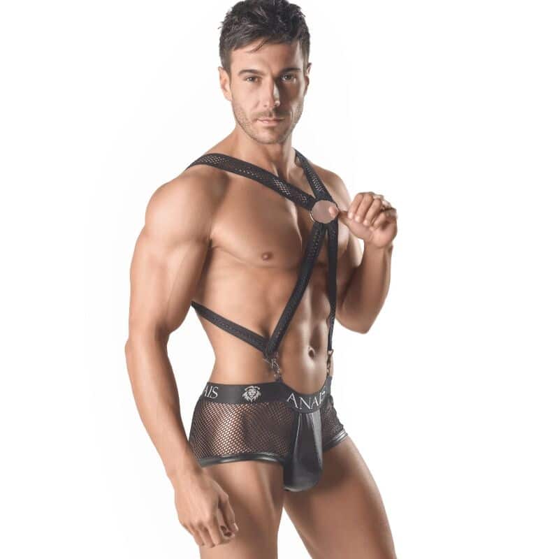 Harness da uomo regolabile nero con fissaggio sui fianchi, taglia L XL ANAIS MEN