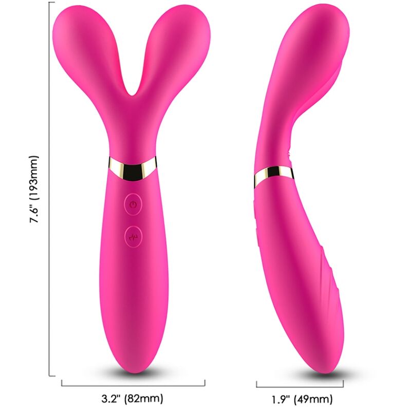 Vibratore wand ARMONY Y per il clitoride, a doppia testa, fucsia