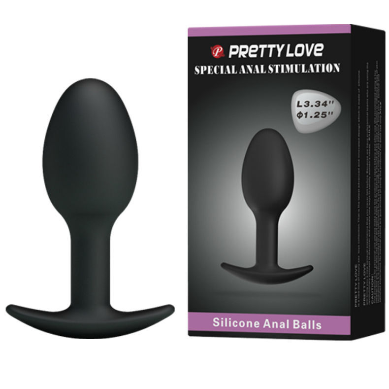 Plug anale Pretty Love in silicone, 6,5 cm, nero