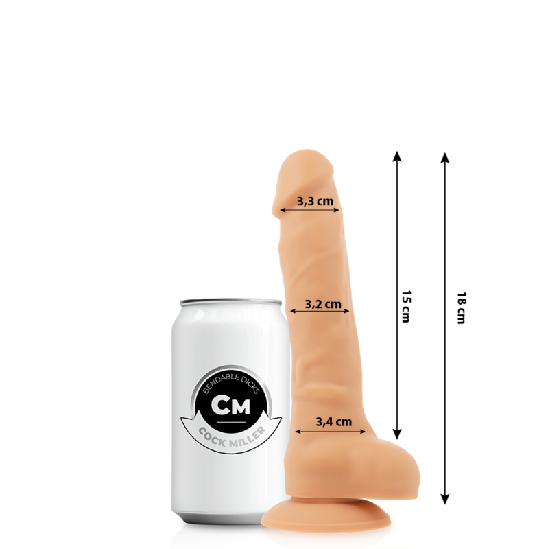 Dildo realistico in silicone da 18 cm a doppia densità con ventosa COCK MILLER