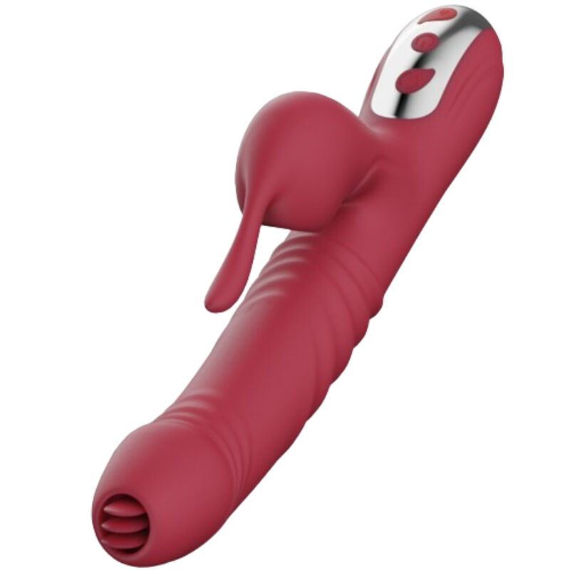 Armony Suck Vibrator, Vibratore Con Suzione E Lingua Stimolante, Bordeaux