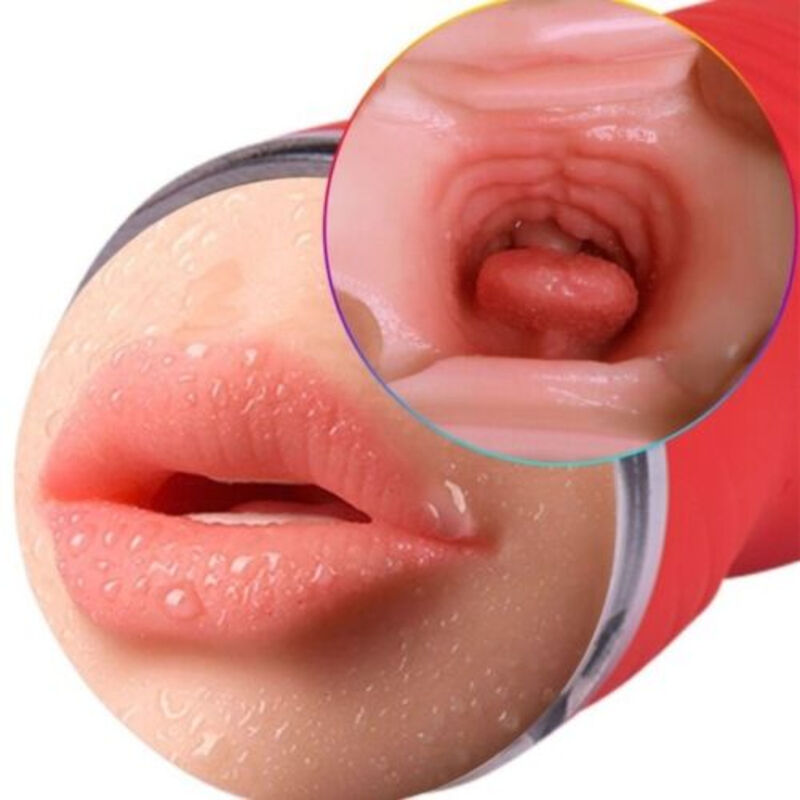 Masturbatore doppio vagina e bocca in TPE rosso per una stimolazione intensa ARMONY