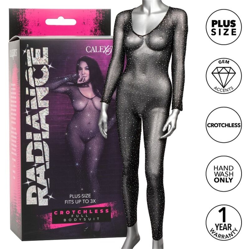 Body a rete ouvert taglie forti con strass per un fascino irresistibile CALEXOTICS