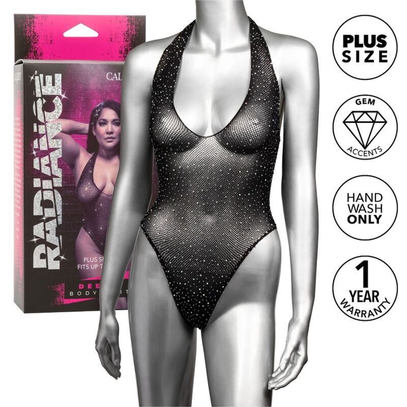 Body taglie forti con scollo profondo e strass per le tue curve CALEXOTICS