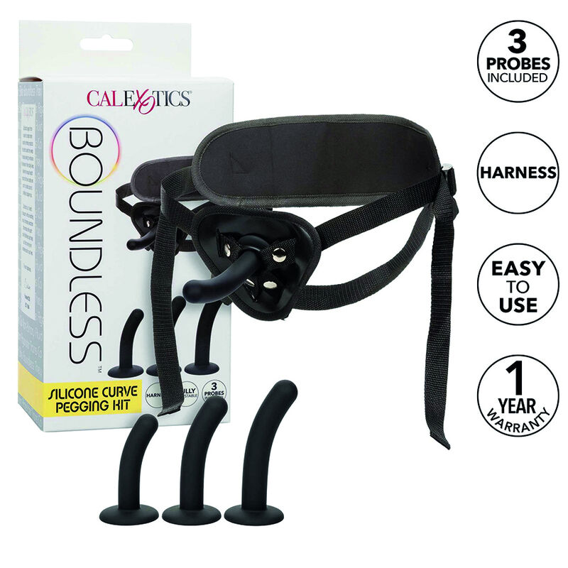 CalExotics Boundless Silicone Curve Kit per pegging con harness e 3 dildo