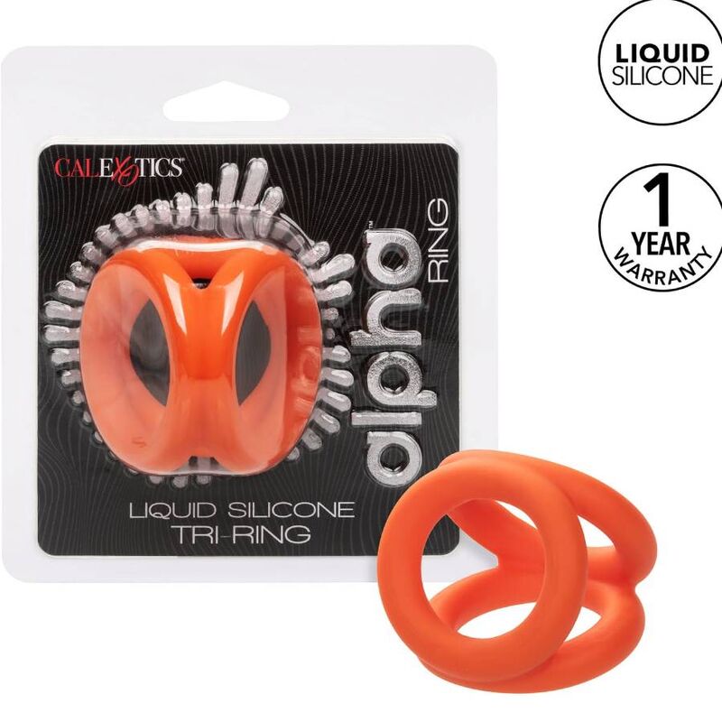 CalExotics Alpha Tri Ring arancione, anello fallico senza vibrazione