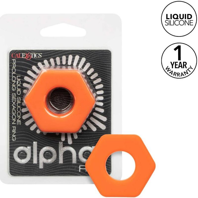 CalExotics Alpha Prolong Sexagon anello per pene senza vibrazione, arancione