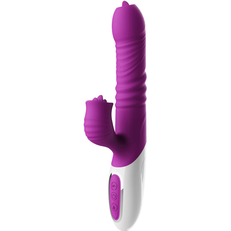 Vibratore a doppia lingua con funzione thrust e calore fucsia ARMONY