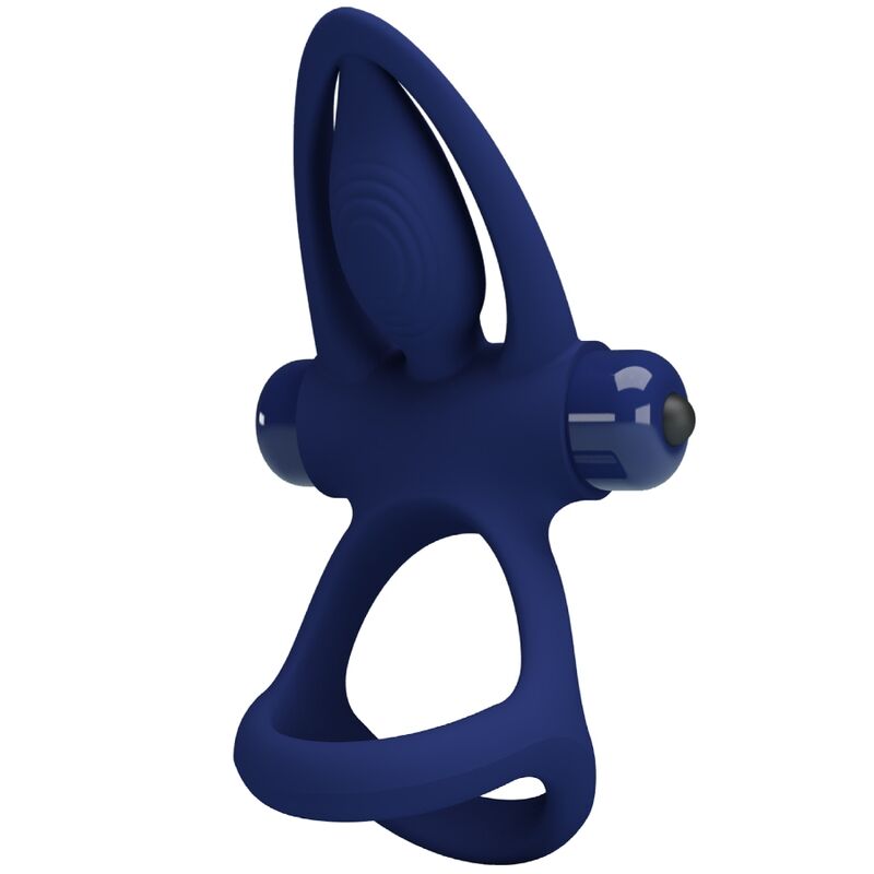 Pretty Love Mat anello vibrante per pene con stimolatore, blu