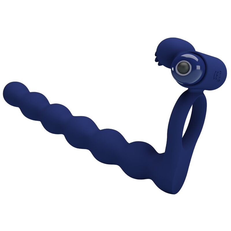 Pretty Love Ajmal anello fallico con plug, blu