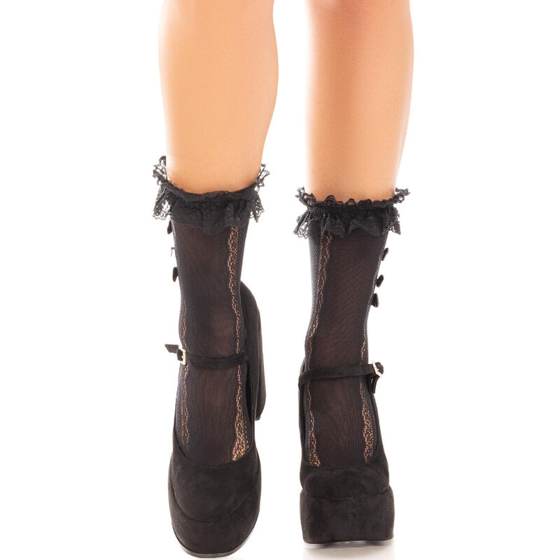 Calzini alla caviglia in nylon con pizzo e dettaglio a cuore, taglia unica LEG AVENUE